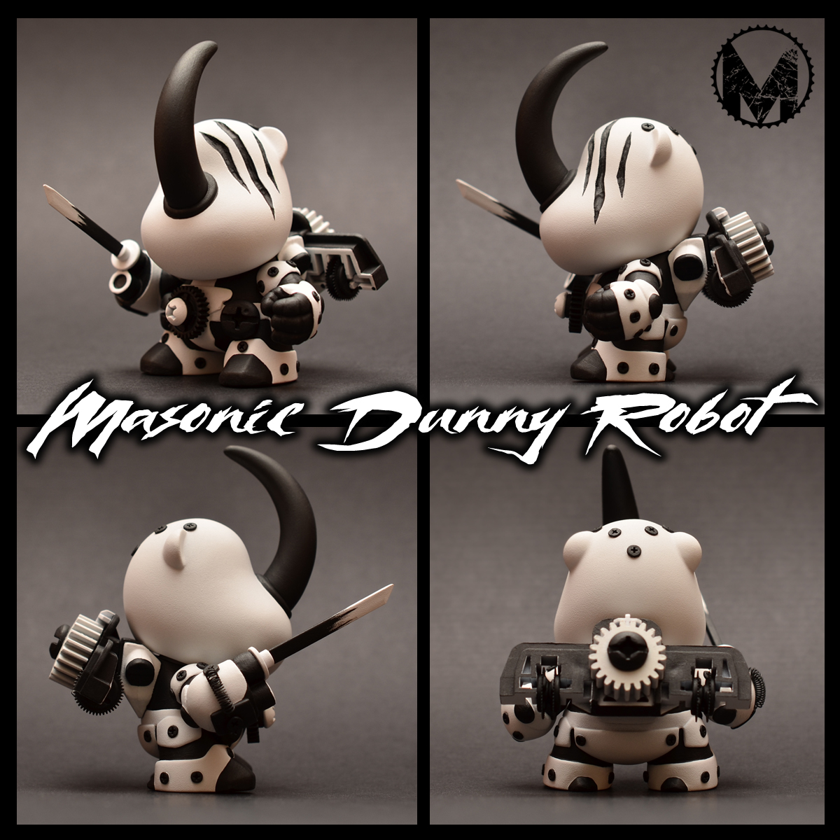 MindoftheMasons   Kidrobot Dunny robot Masonic Dunny Robot mdr vinyl toy designer toy toy abstract Hand Painted