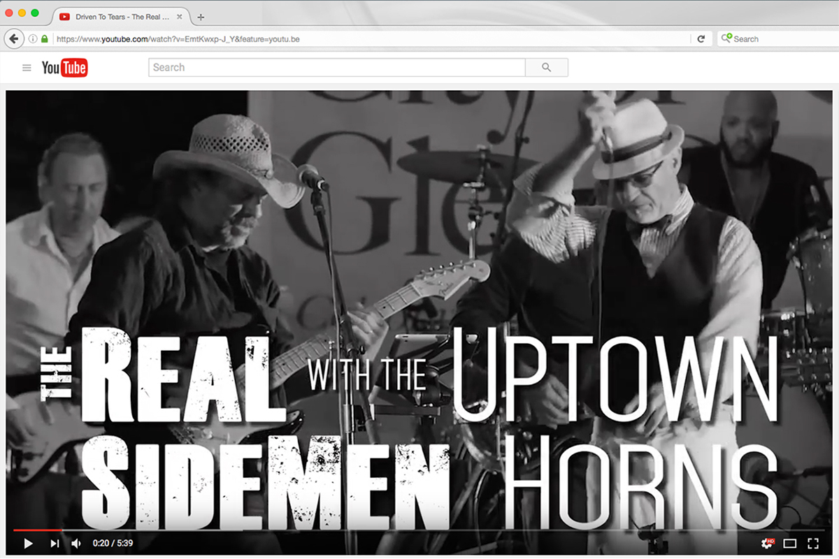 musicians The Real SideMen Uptown Horns bands promotional poster Email Blast web advertising Logo Design typography  