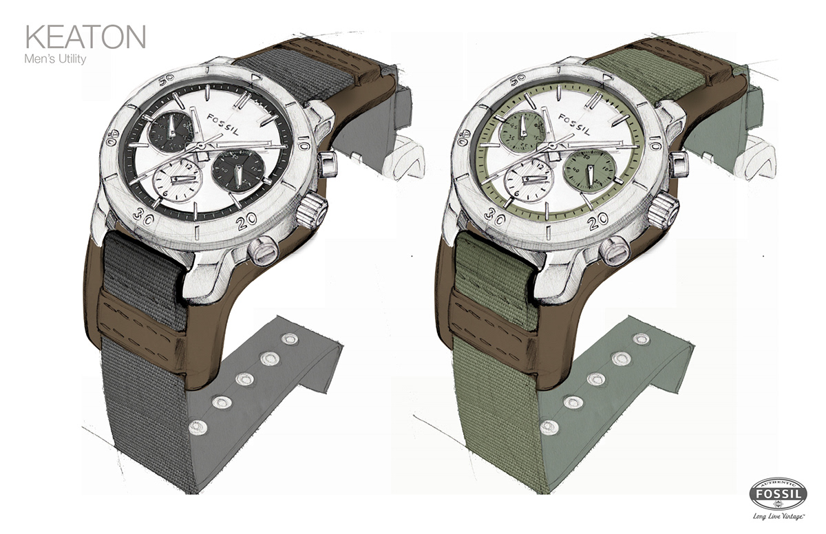Fossil  watches  chronograph  utility  Hardware  styling  keaton