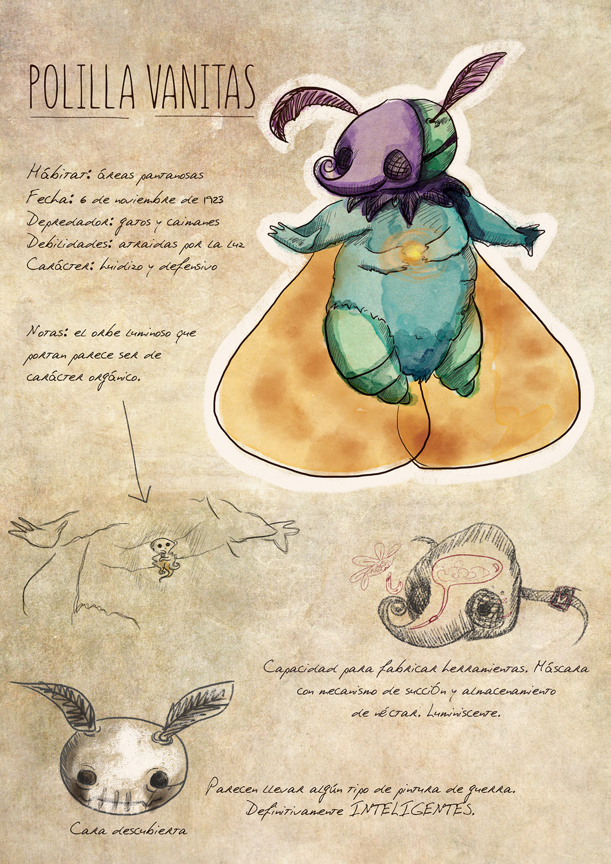 monsters critters Monstruos bocetos cuaderno de viaje bug sketch old book naturalist scientific illustration