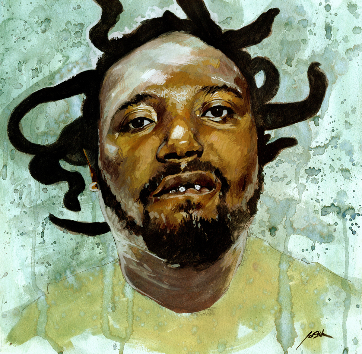 rap hip hop 90s portrait pop culture stars Celebrity Classic icons painterly Realism Loose