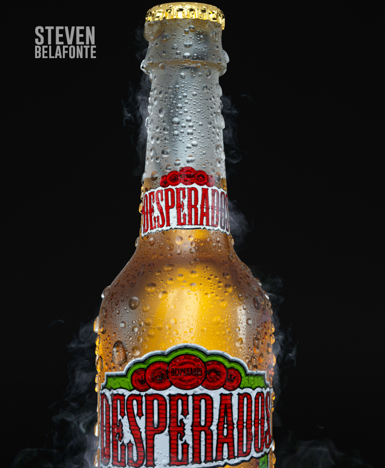 3D beer bottle CGI cinema 4d desperados ice lemon Octane Render Tequila