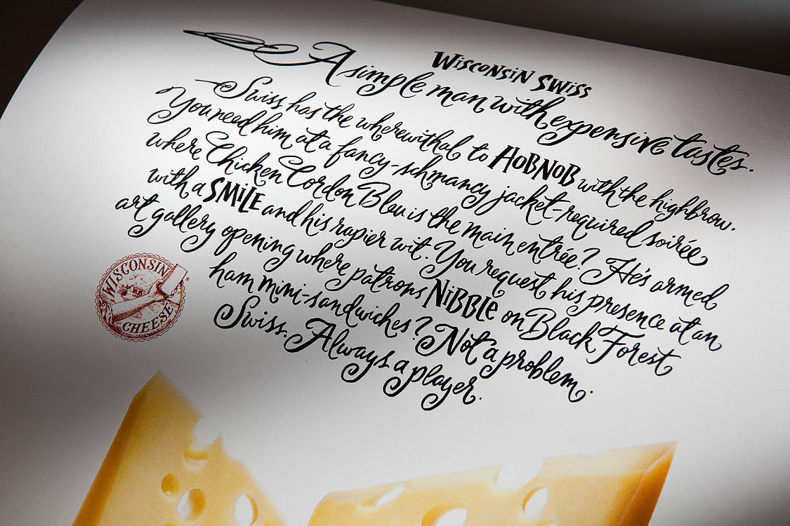 HAND LETTERING expressive lettering ad Wisconsin Cheese Shine United lettering Script hand-lettering