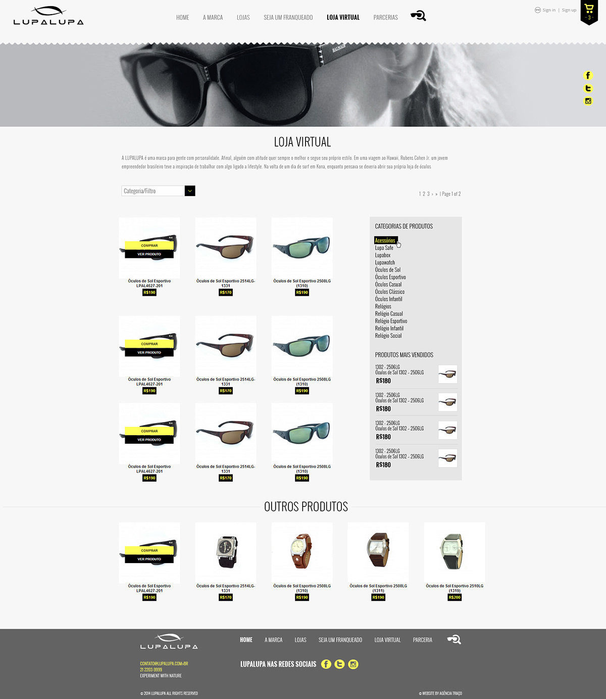 Website social media Redes Sociais Lupalupa Surf Sunglasses