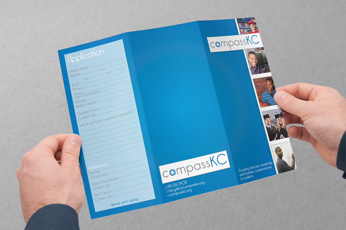 will funderburke compassKC kansas city teenager design brochure business card road mile blue snyder