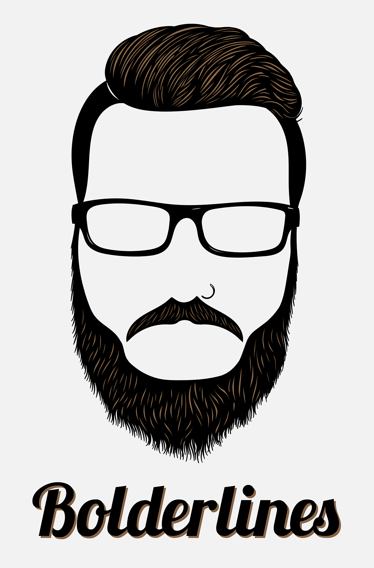 Illustrator Rebrand hair glasses beard linework logo bolderlines timelapse freelancer commissions
