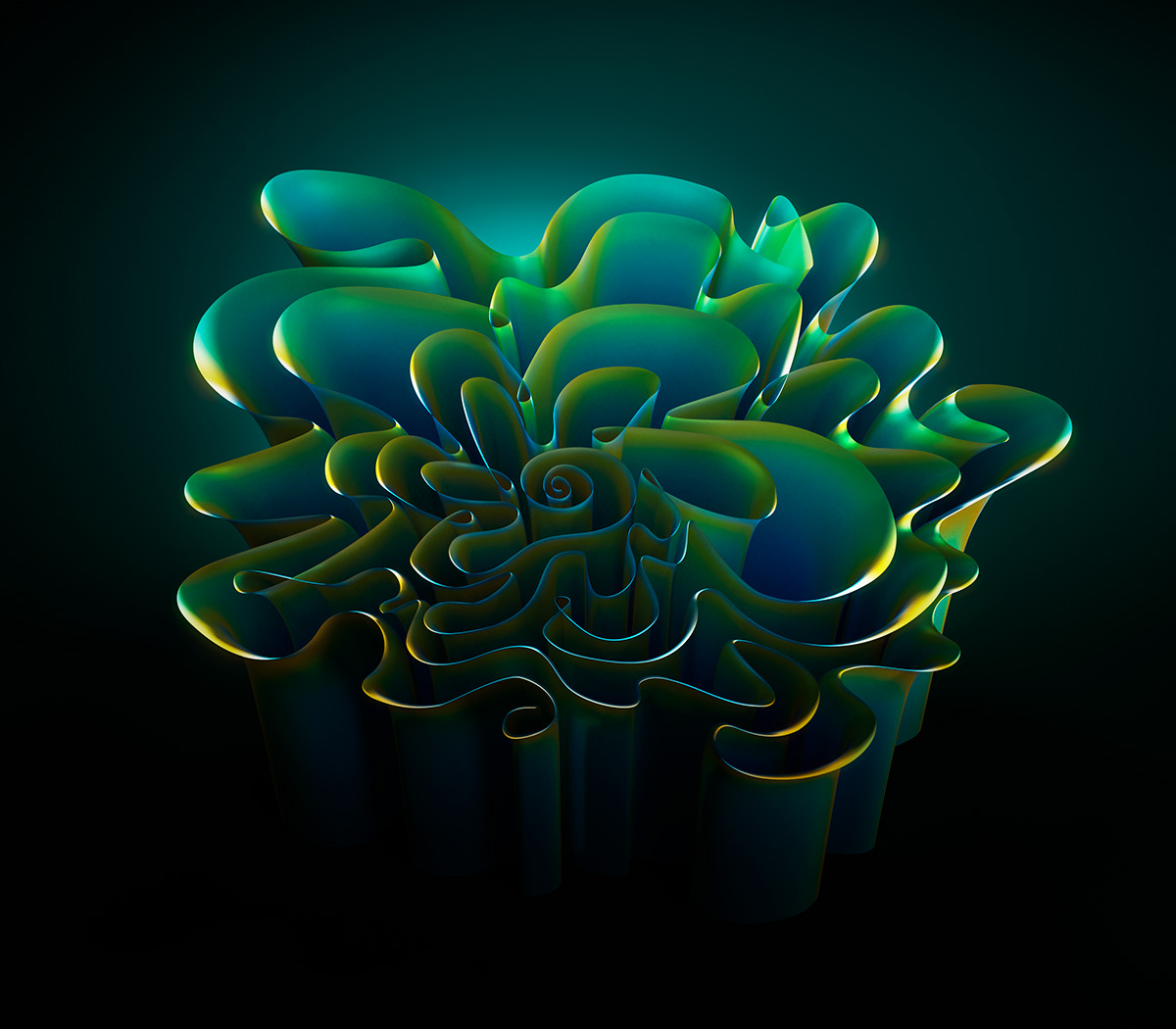 3D abstract CGI colorful illustration， organic