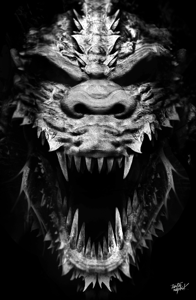 fantasmagorik nicolas obery godzilla dark black warner monster fantastic japan French adobe photoshop
