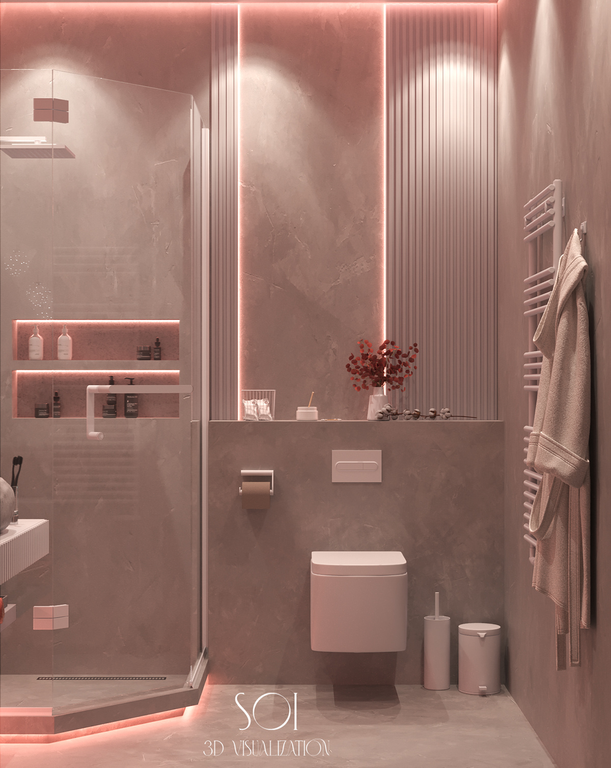 bathroom beton coton elegance LOFT pink