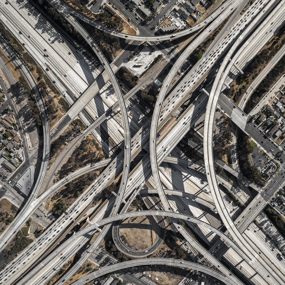 Aerial Aerial Photography Cars freeway intersection Los Angeles motorway road Street traffic