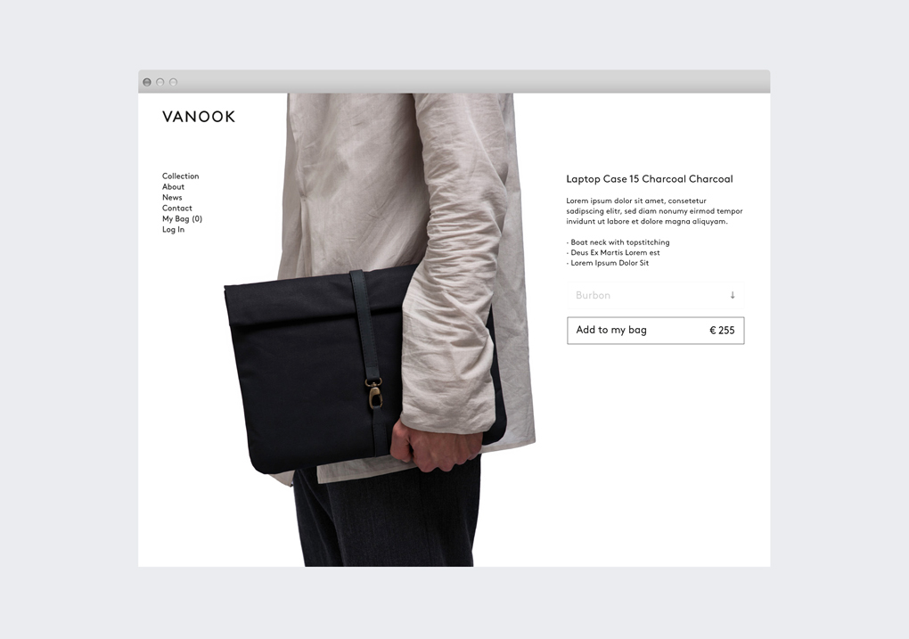 VANOOK Ecommerce Webdesign UID user interface shop store bags luxury Website