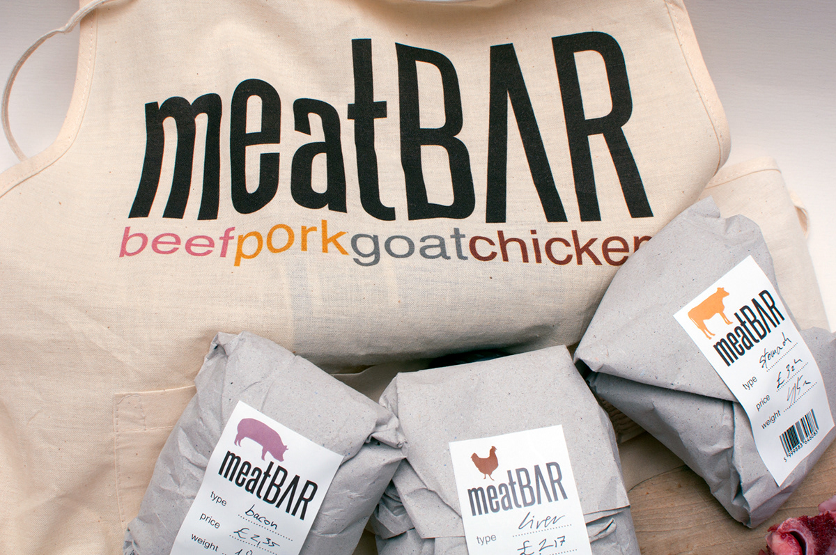 identity meat Food  meatbar butcher's bar restaurant package design  brand