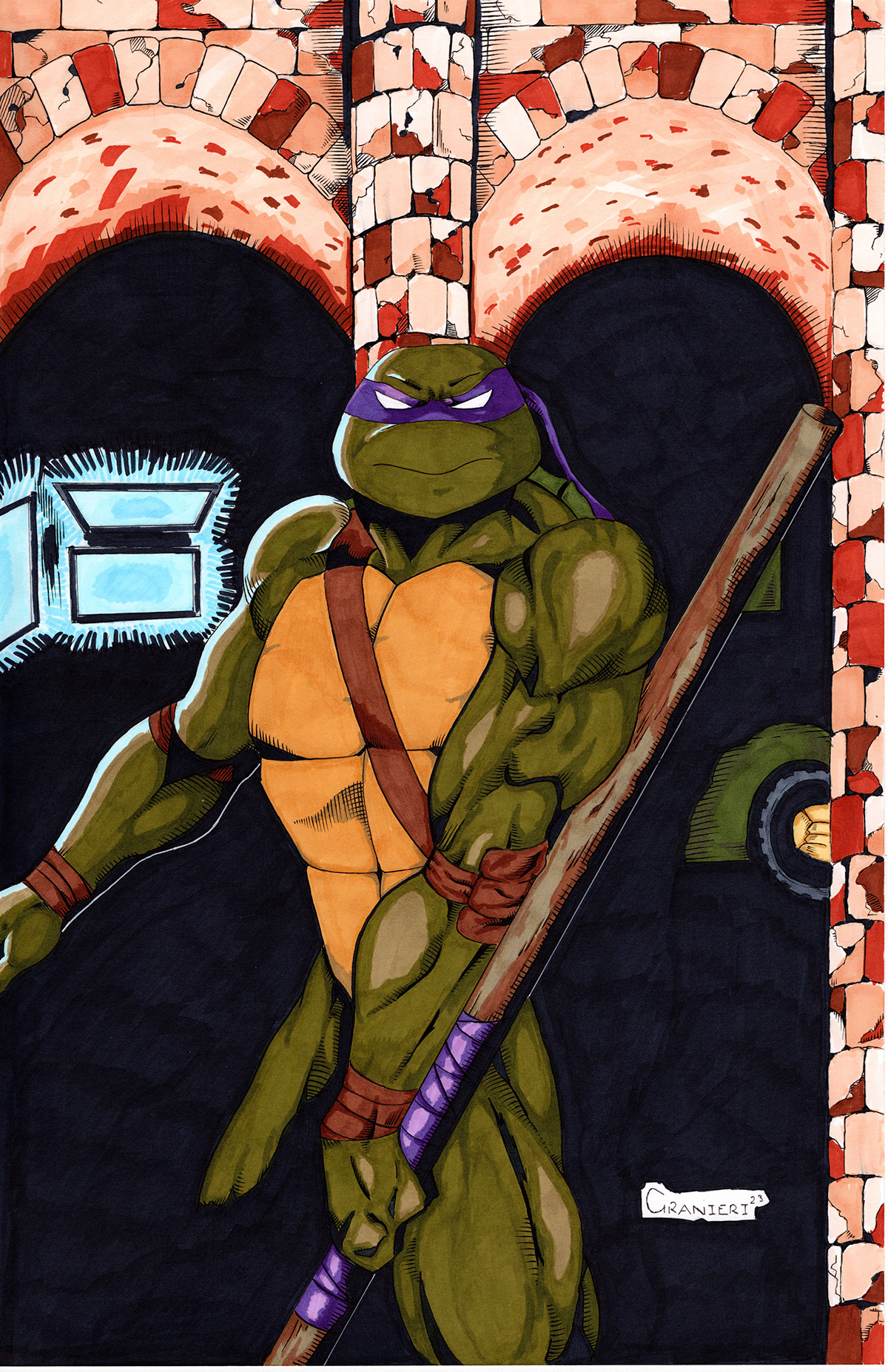 TMNT Ninja Turtles Donatello art comic art Drawing  Copic copic markers artwork ink