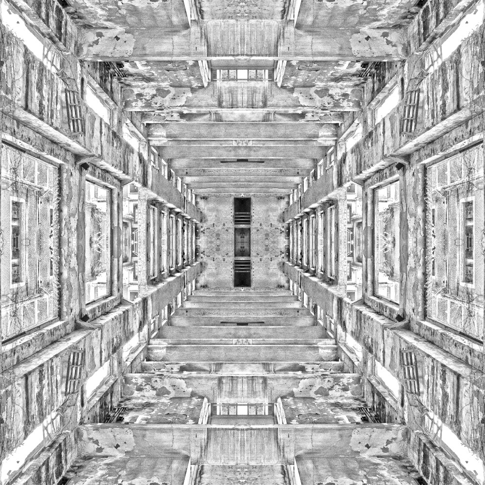 Dystopia urbex abandoned derelict decay kaleidoscope Specular mirror blackandwhite HDR bnw