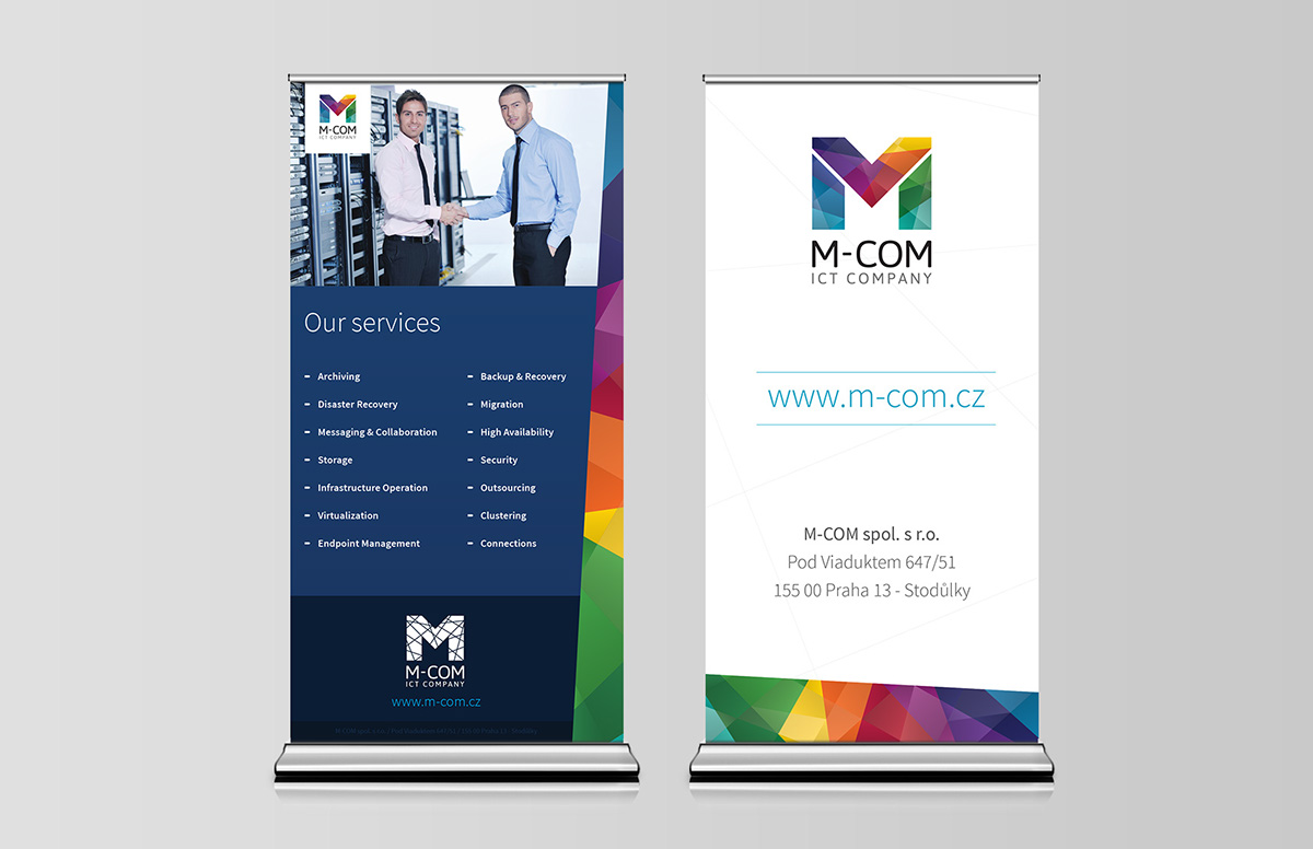 m-com  it-company Corporate Identity brand identity Logo Design Website Design colorful clean