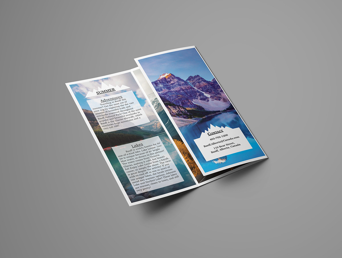alberta art Banff brochure Canada graphic design  Travel trifold
