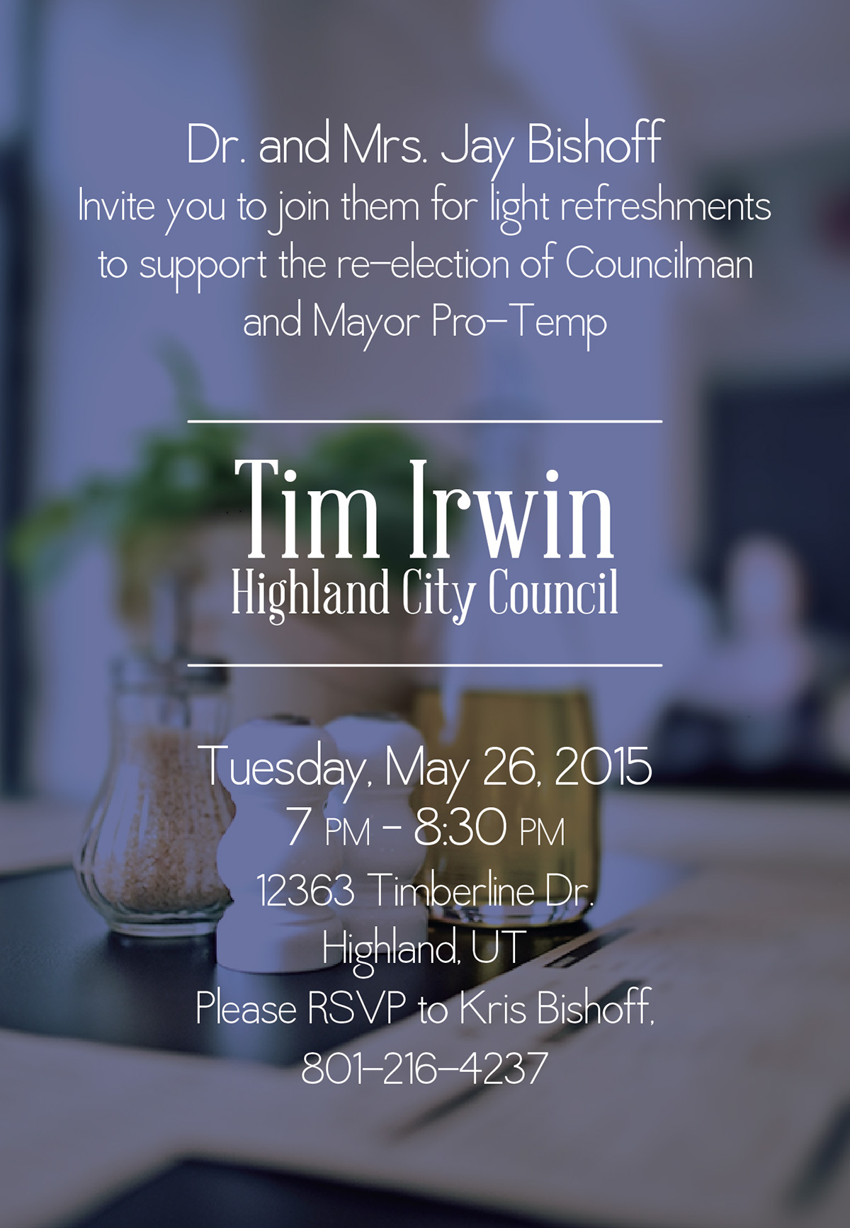 tim irwin highland city council refreshment flyer postcard