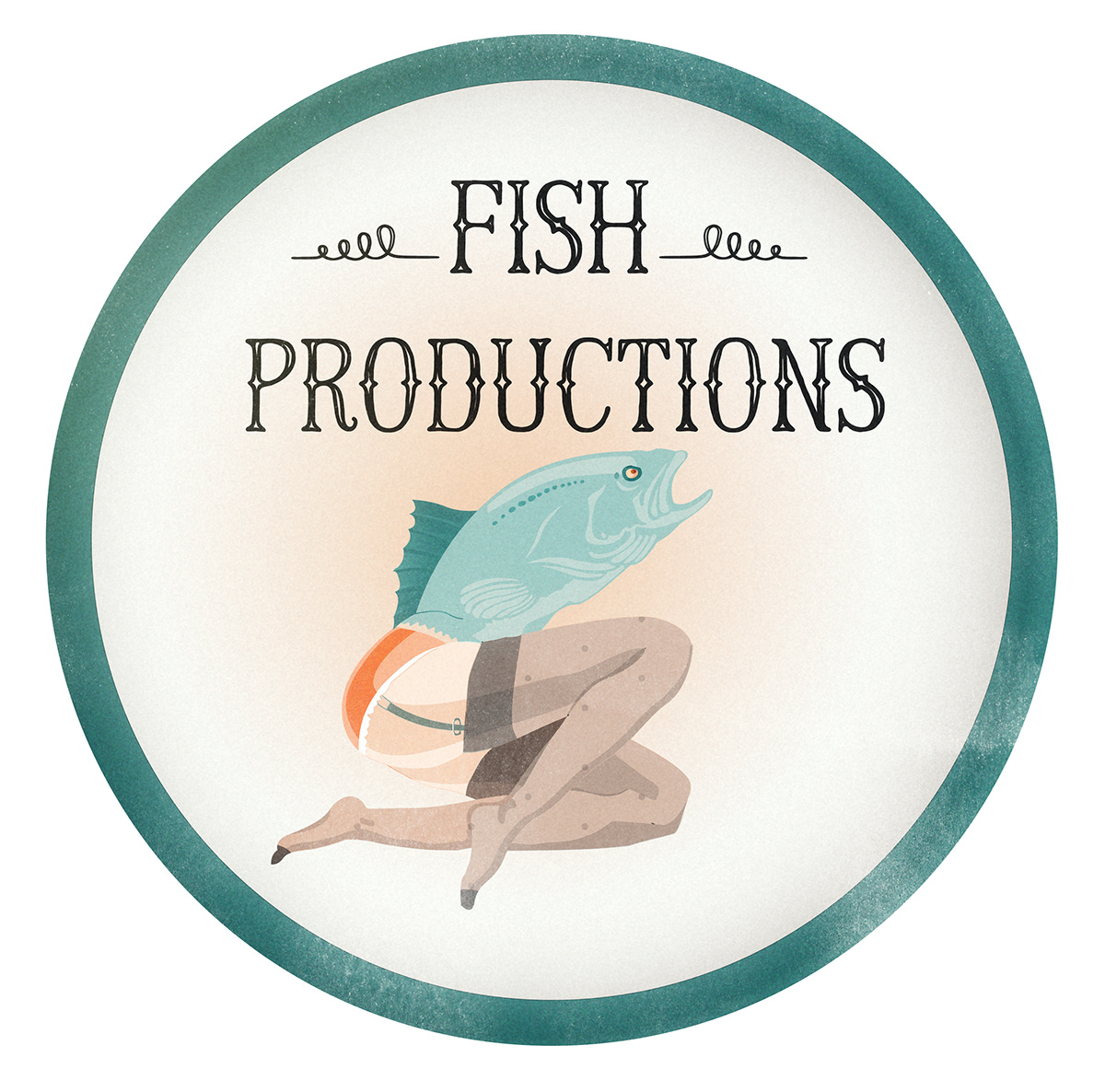 fish pinup girl girl logo Production underwear old