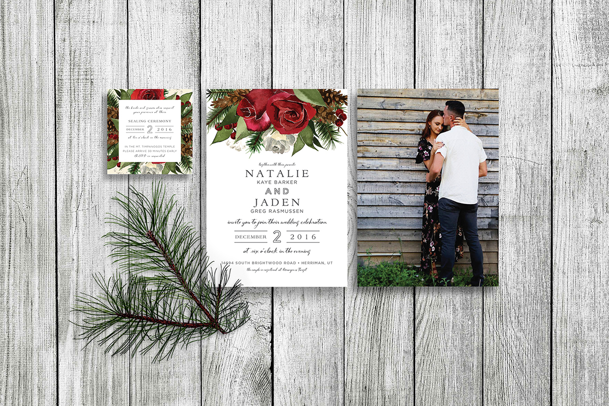 wedding invites invitations Roses greenery watercolor ILLUSTRATION  gold pine rustic