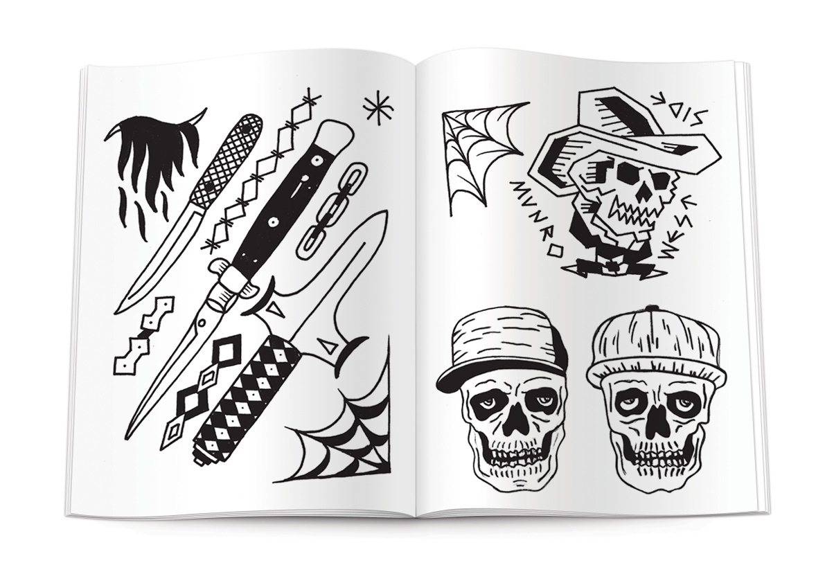 tattoo Flash set black october buenos aires argentina tatueria Motor pen black print publication issue paper sketchbook