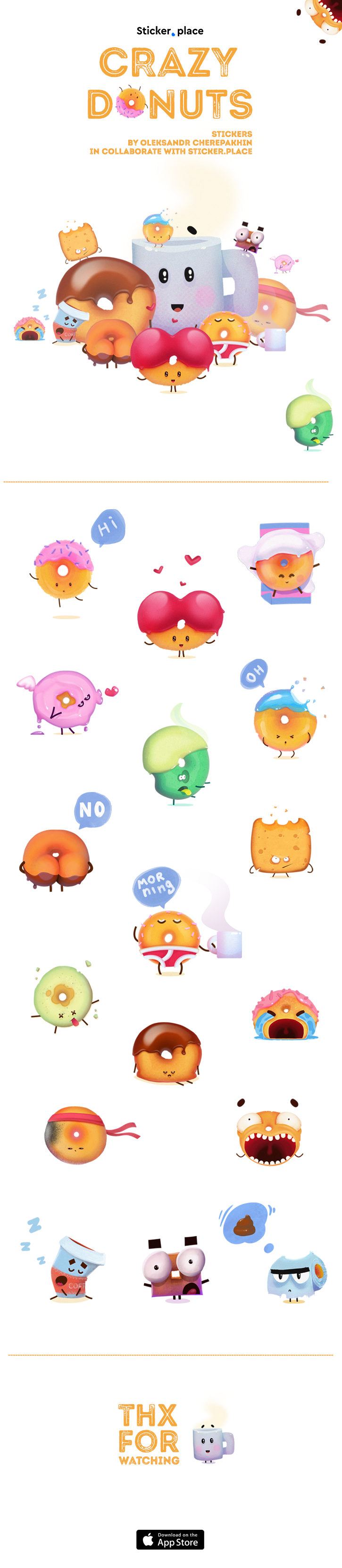 Pudding jelly game Game Art monstr concept Character donut messenger sticker
