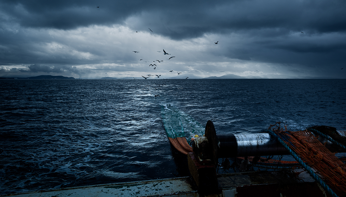 corporate photography on board fishing shrimps aegean sea