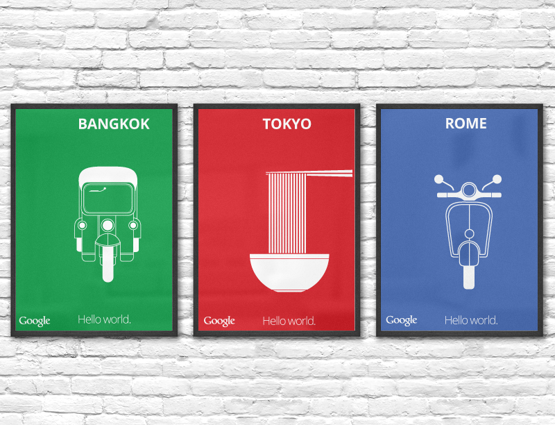 google hello world google maps stickers posters t-shirts