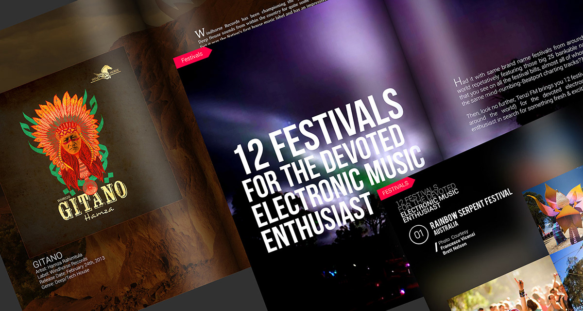 TenziFM edm magazine creative Colourful  tech mag dj tracks Radio India design Aju Punnakkal art musicmagazine