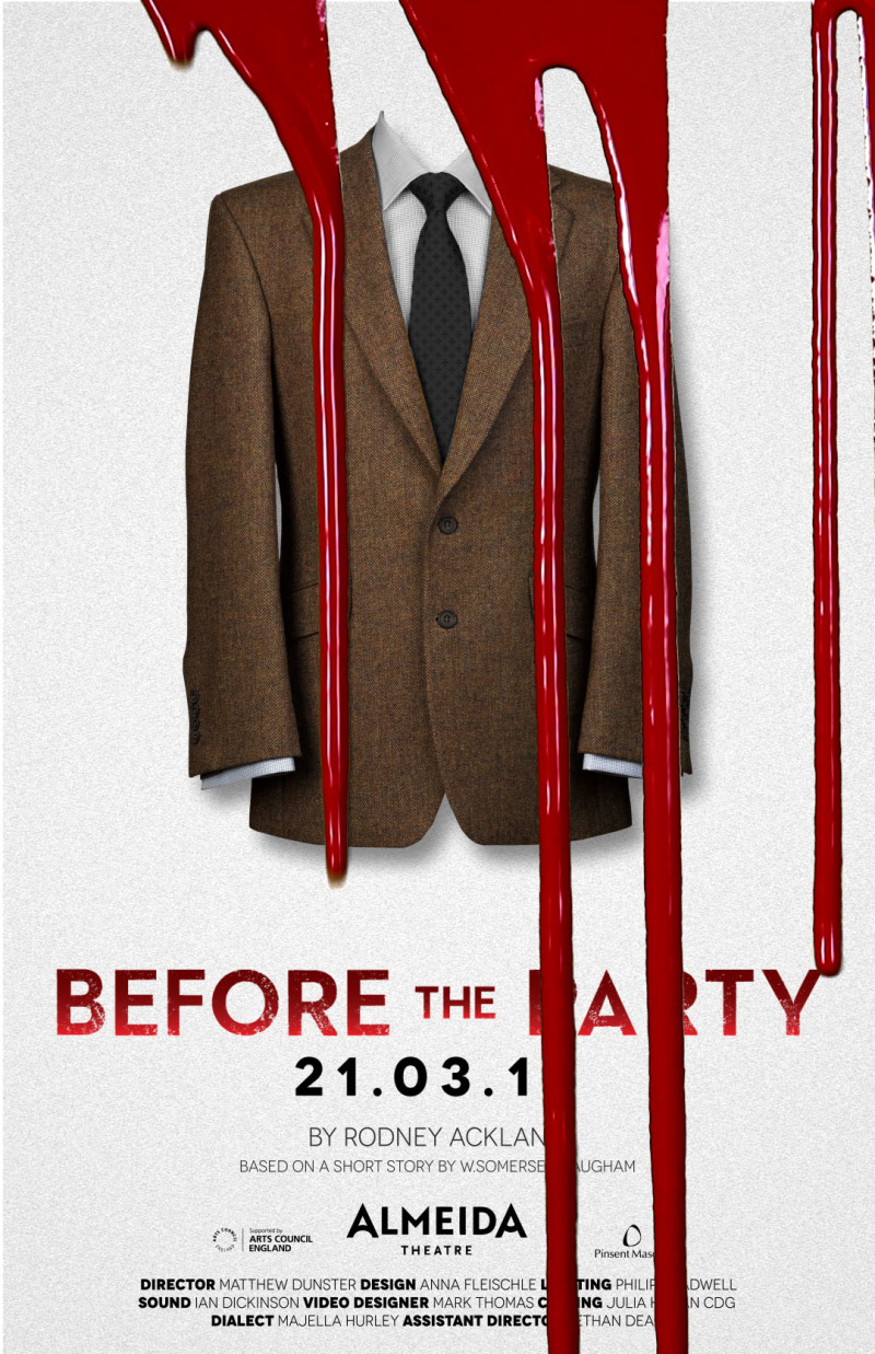Before the Party Motion poster ALMEIDA THEATRE blood Scary horror