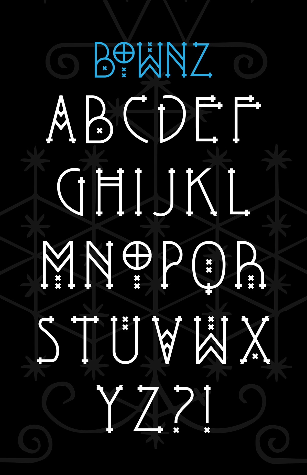 type Typeface voodoo veve lettering mackintosh bownz bebe design
