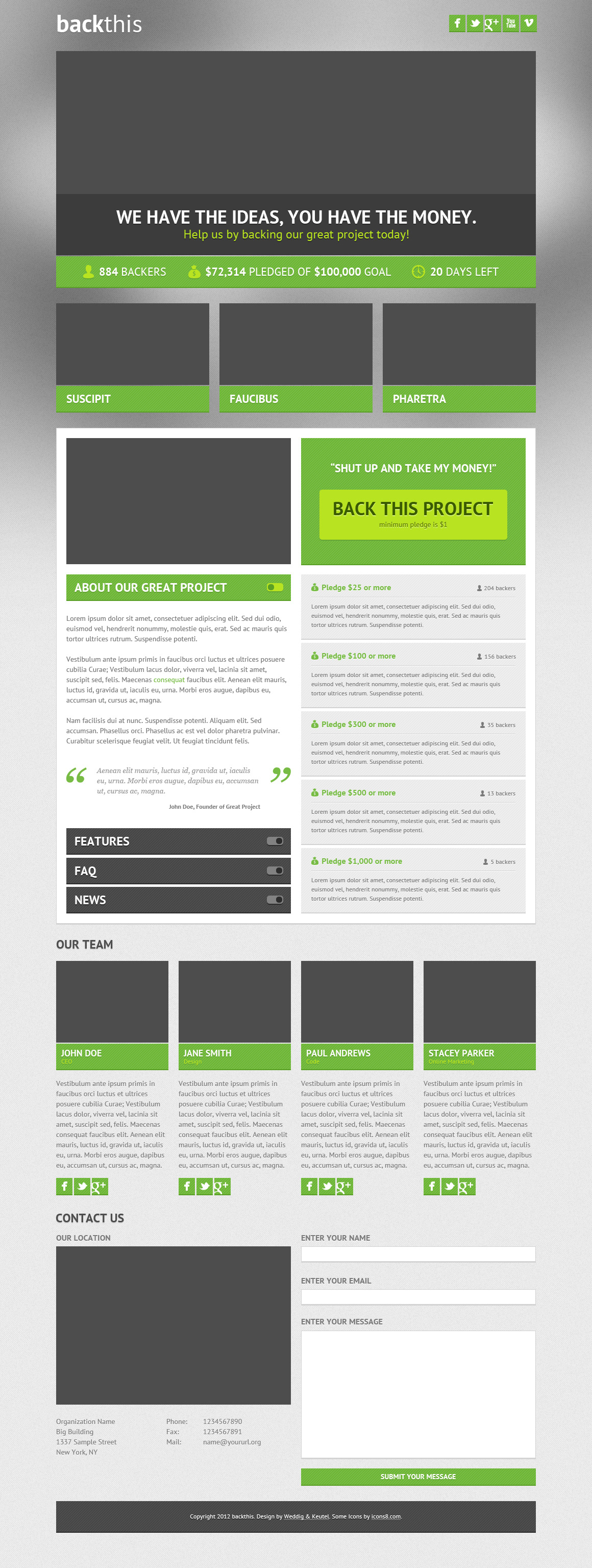 landing page funding crowdfunding green