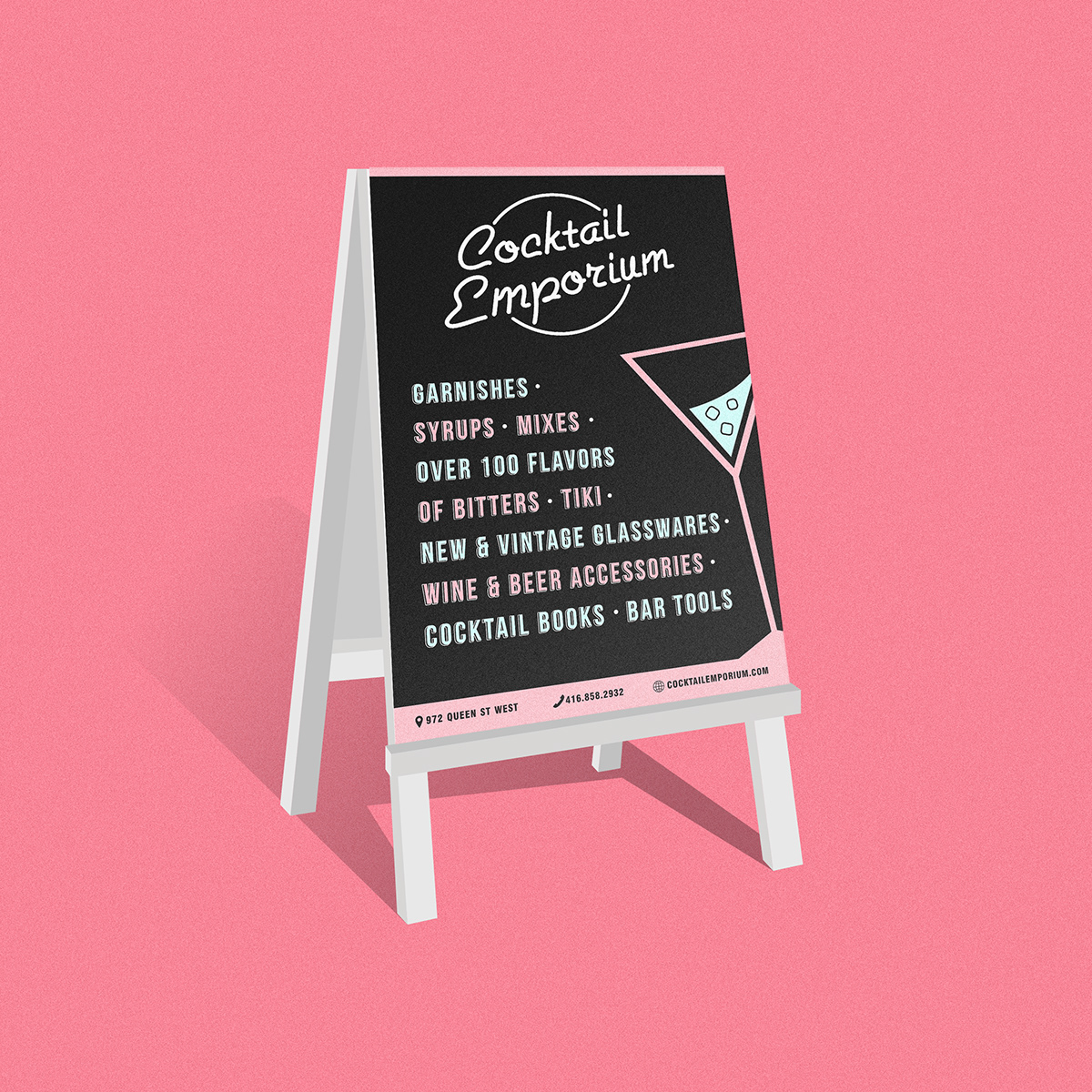 cocktail store shop poster pink