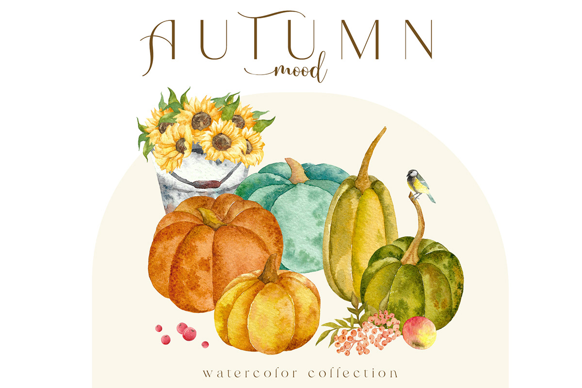 Autumn Wedding Cards design frames invitations watercolor watercolor autumn clipart