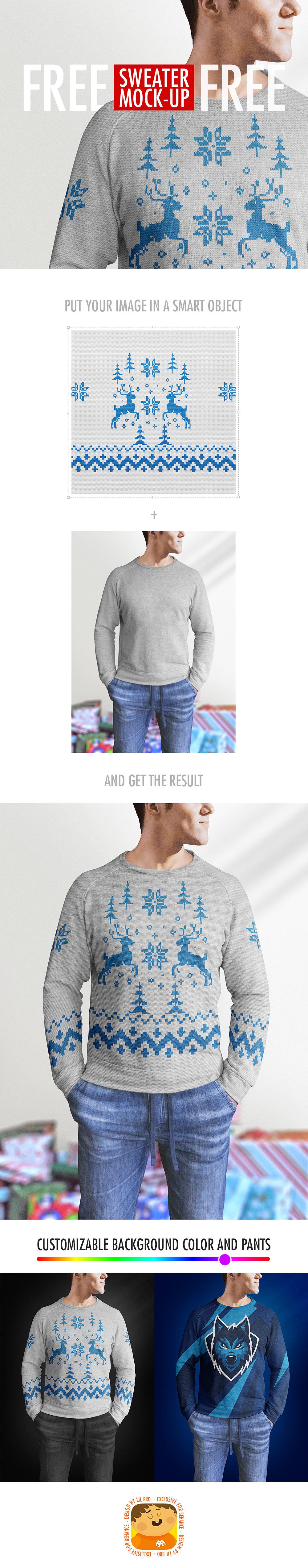 sweater Christmas knitting photoshop jumper ugly christmas sweater free freebie mock-up Mockup