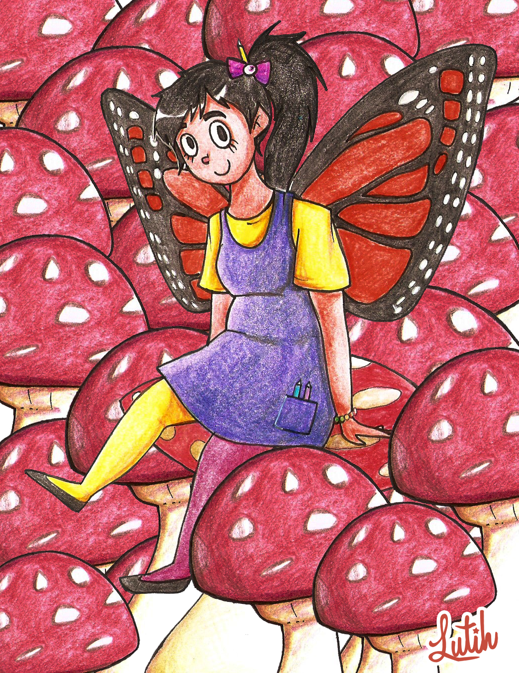 lutih arica chile hongos setas Mushrooms shrooms cup Mug  girl cute butterfly wings fairy Butterfly Wings