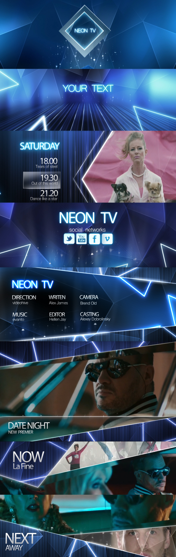videohive glamour tv ID broadcast buauty neon glow flare particle elegant after effects design motion blue