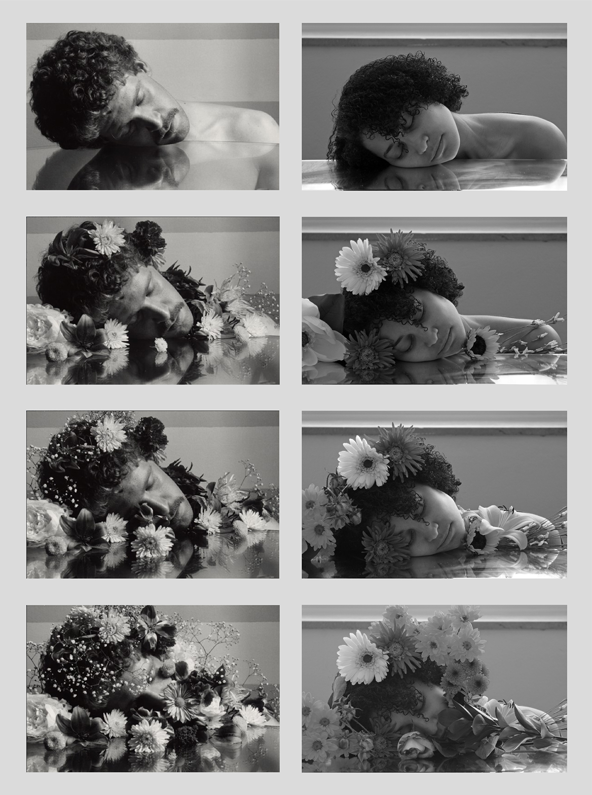 series emulation famous dream Flowers duane Michals black and white