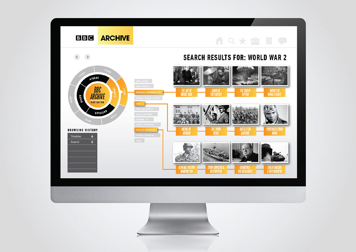 BBC Archive D&AD UX design infographic Web interactive