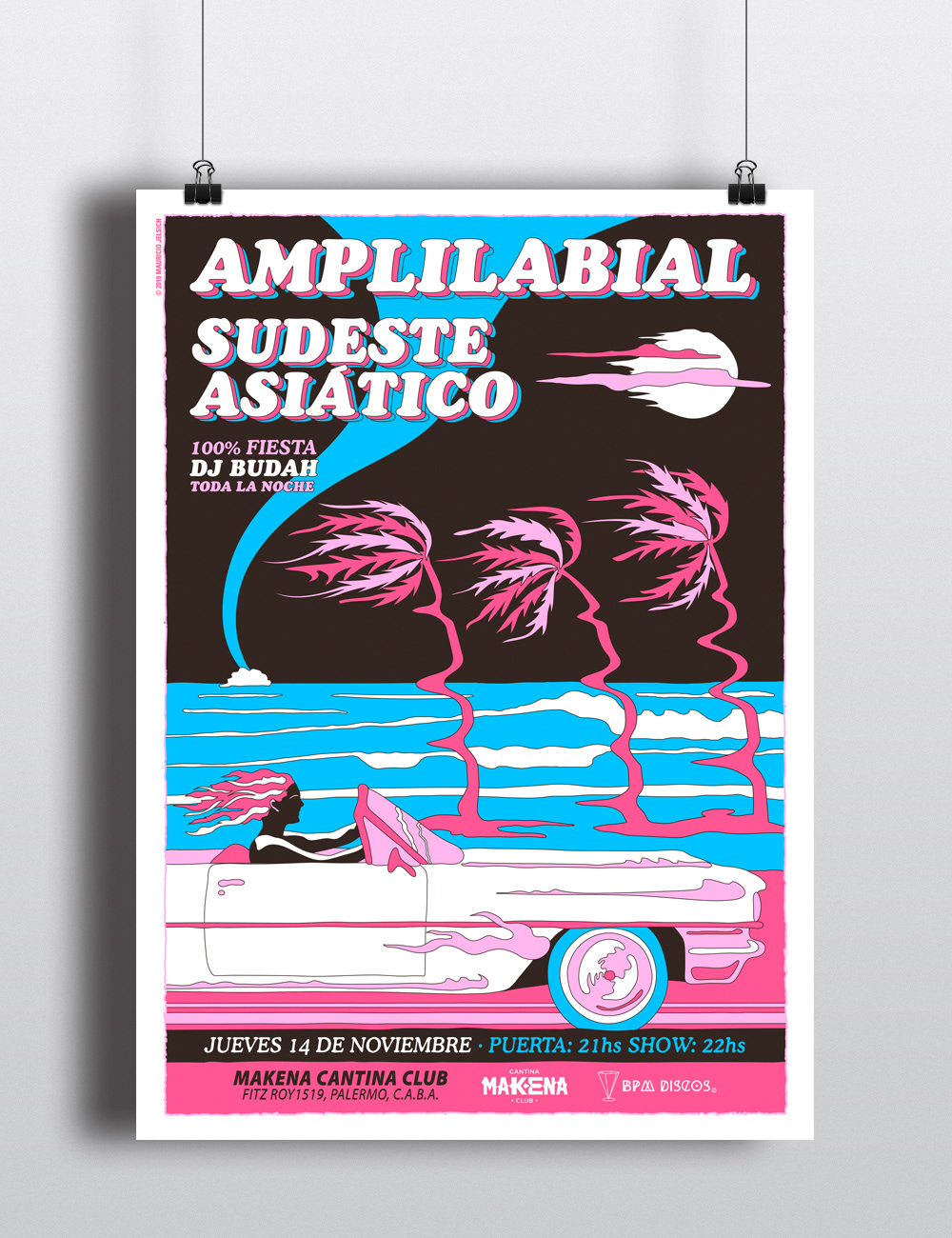 Amplilabial Sudeste Asiático ilustracion ILLUSTRATION  graphic design  diseño gráfico poster gig poster Mauricio Jelsich