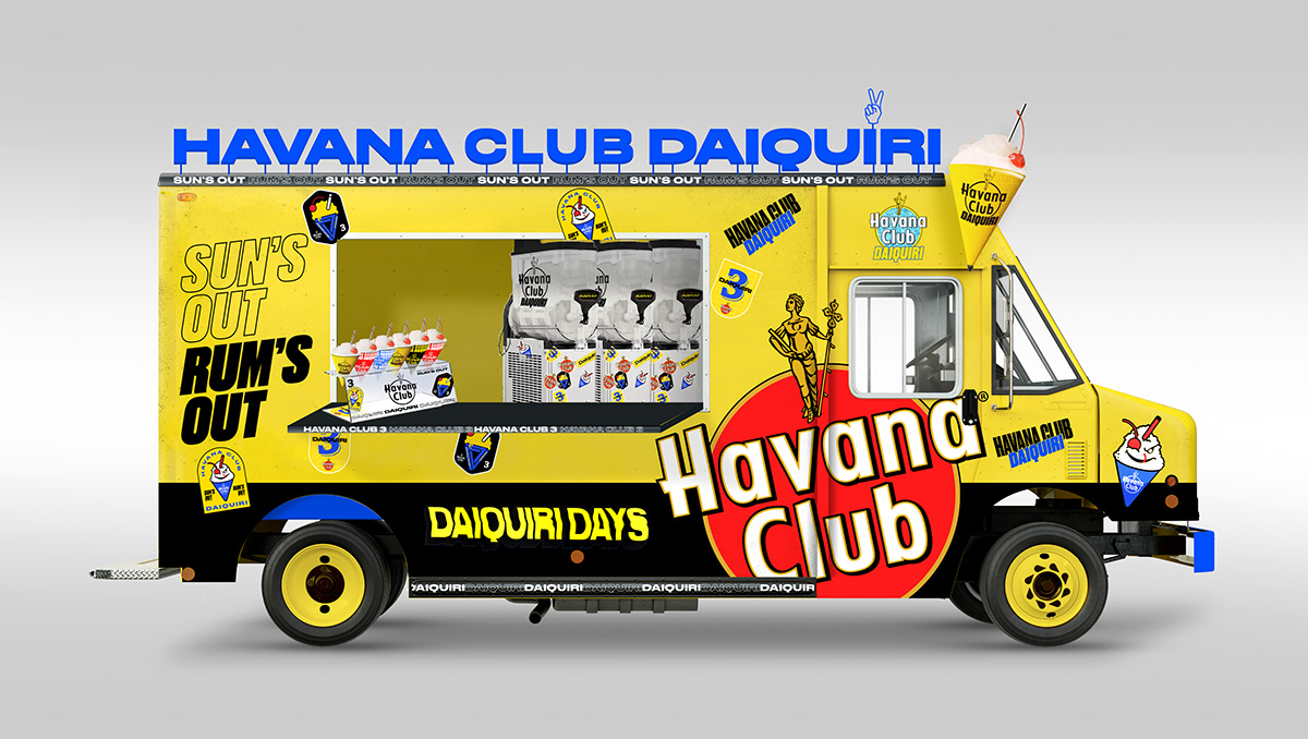 Havana Club daiquri yellow blue summer Rum Pool Advertising  campaign stickers