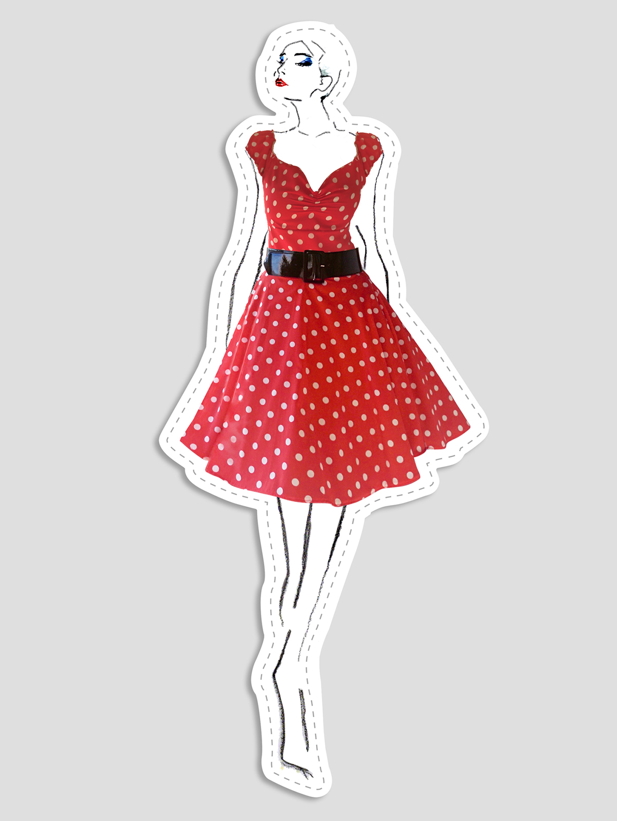 fashion design sewing fashion doll pin up dress blue dress polka dot dress