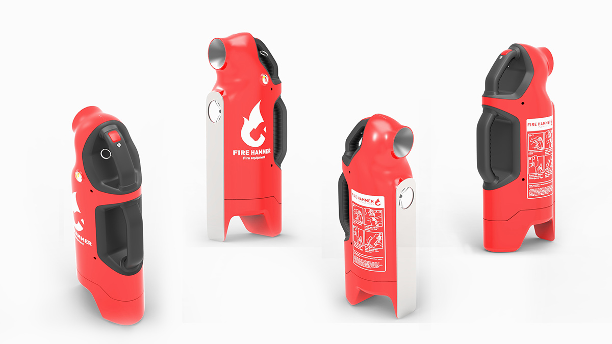 Fire Extinguisher extinguisher hammer Red Dot concept concept design emergency equipment fire emergency light industrial design 