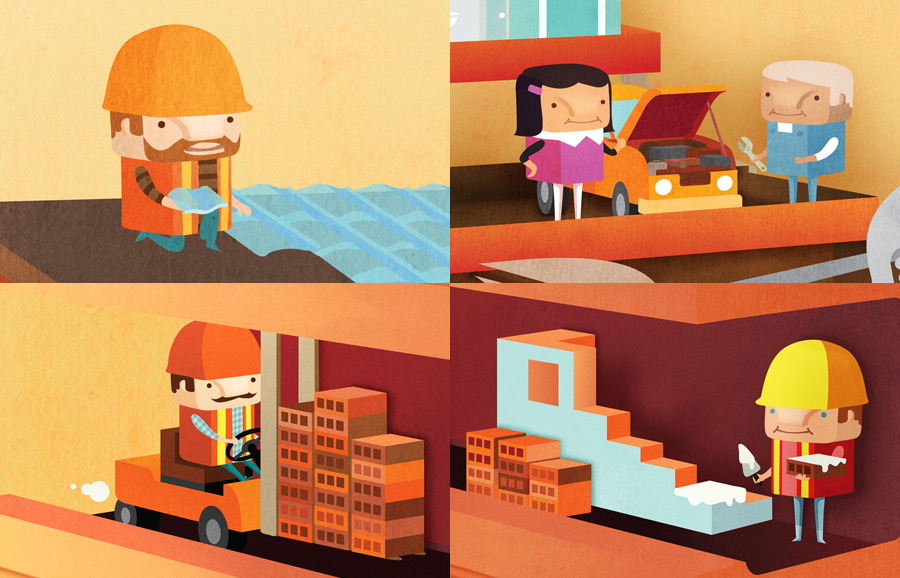 sebrae  brazil  isometric  playful  bricks  earthy  vector  Colorful  bold  Cute  little people  people   animated characters