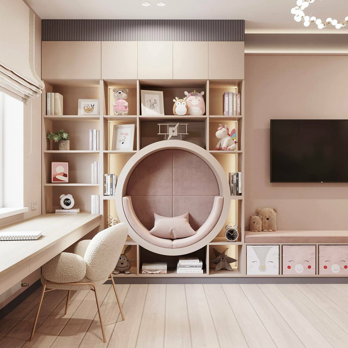 дизайн интерьера интерьер спальня детская ванная interior design  visualization modern 3D pink