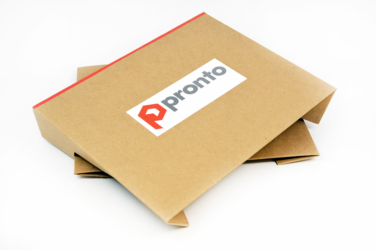 delivery services Pronto logo logo identity rebranding delivery app uniform Stationery