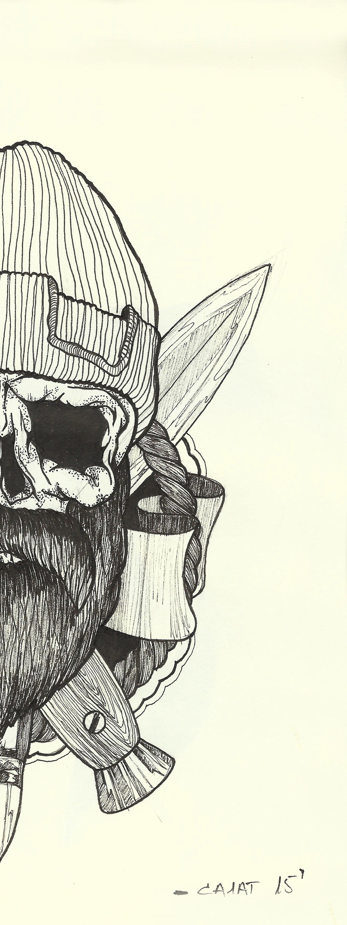 wiking skull bearded coast of arms Bullet knife mask