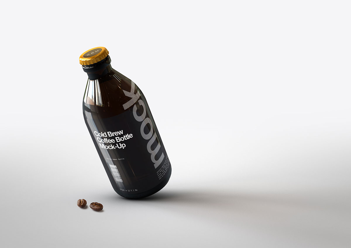 cold brew Coffee bottle mock-up Mockup stubby cafe branding  drink