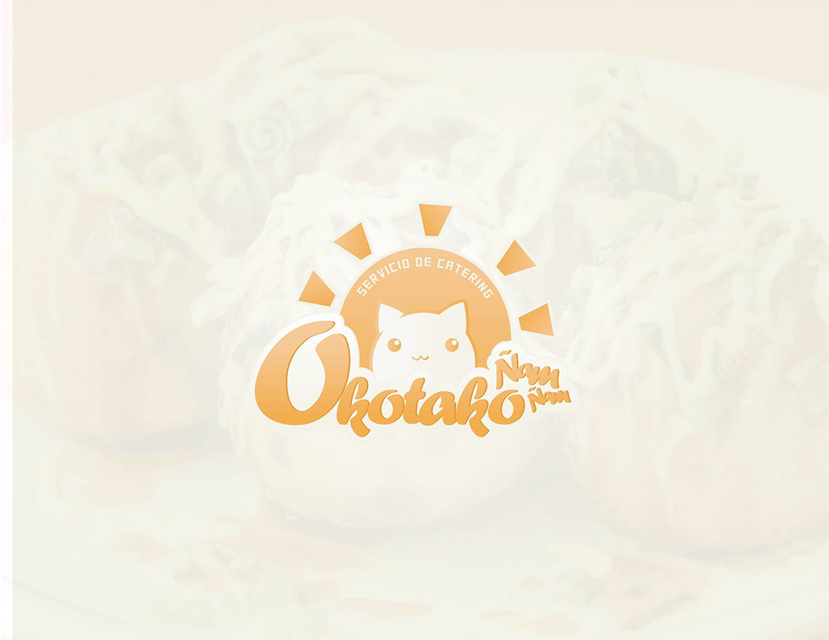 Food  logo Cat okotako ilustration vector