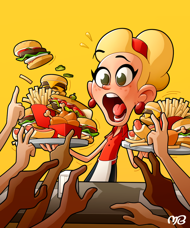 board game game diner burger Gaming Packaging Food  poutine cartoon Fun