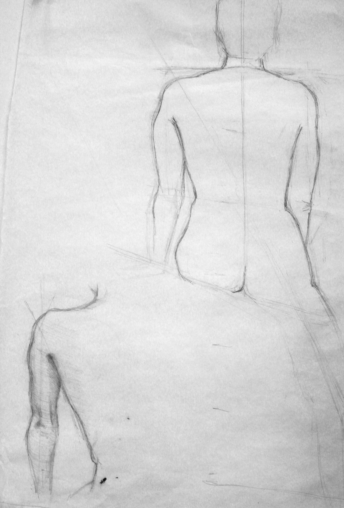 Figure Study drawings models graphite charcoal